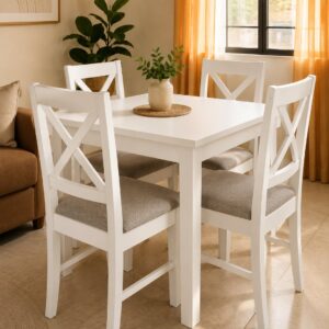 Juego de Comedor Bassam Samira 4 sillas Blanco